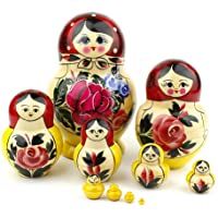 Muñecas Rusas Redondeadas- 10 Matrioskas de Estilo Rojo Redondeado | Muñeca Babushka de Madera Hecha a Mano en Rusia…